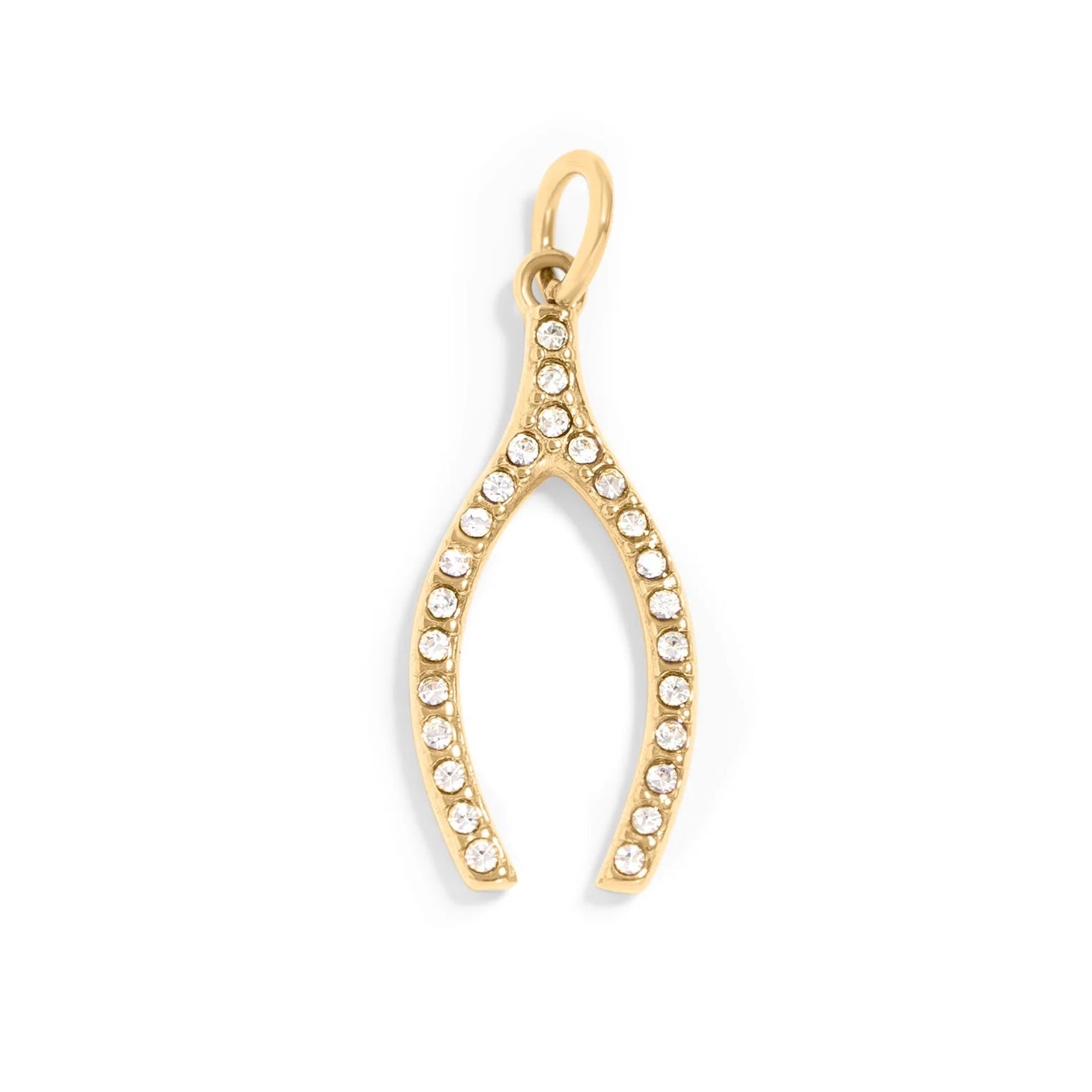 Rhinestone Wishbone Charm