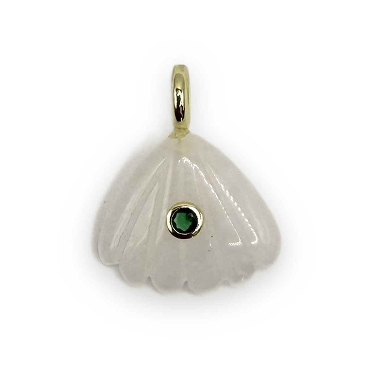 Coquille charm in crystal quartz, gold plated – Isla Sol